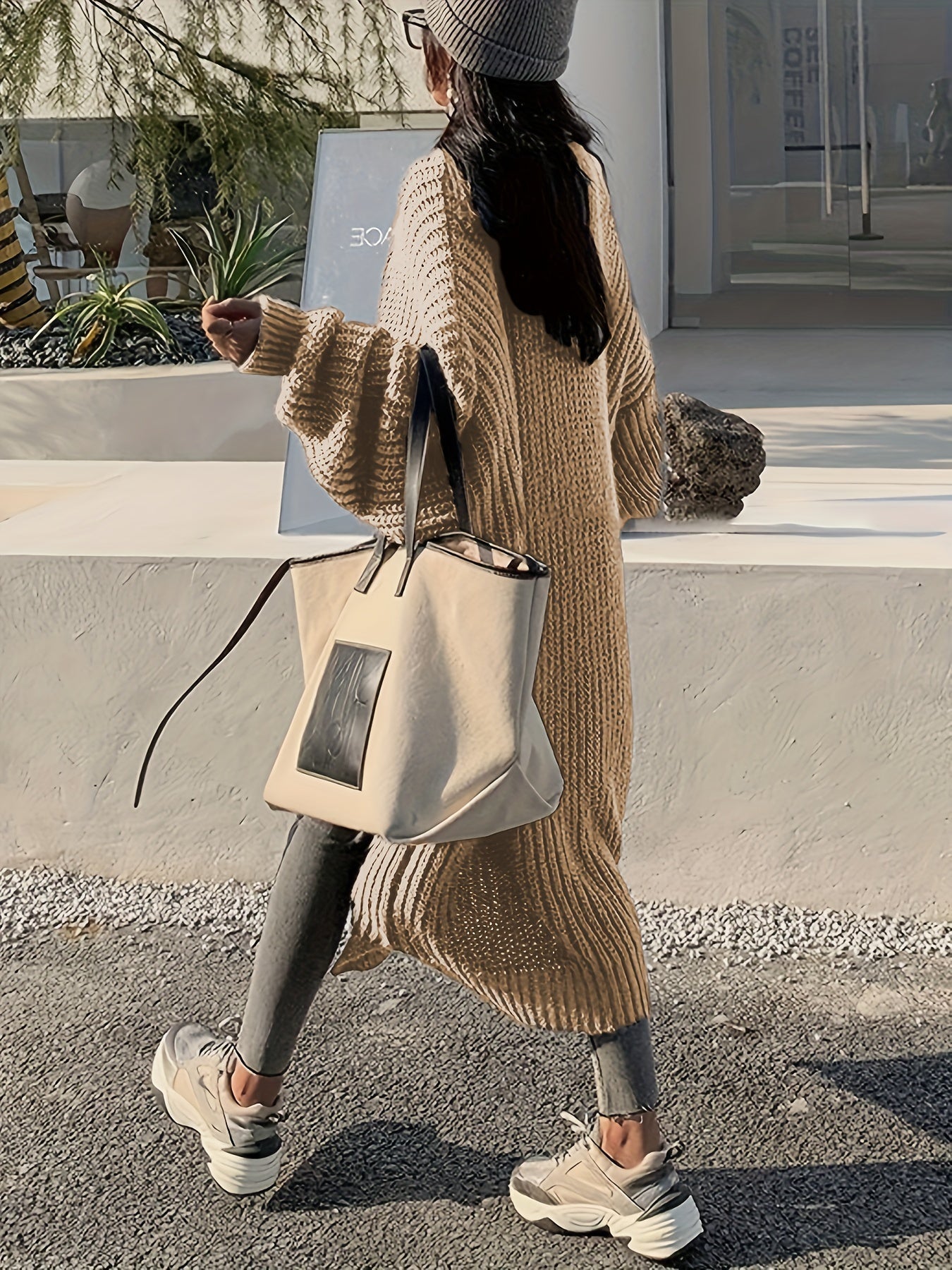 Ceresa | Enfärgad Stickad Kofta med Fickor