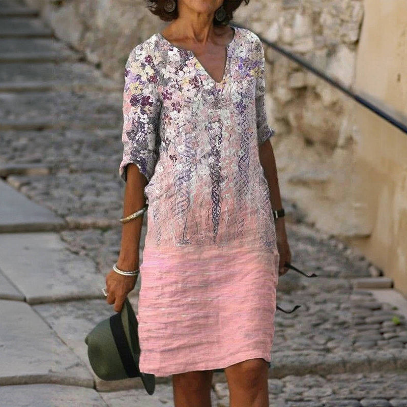 Elisa | Vintage Blommigt Tryck Klänning