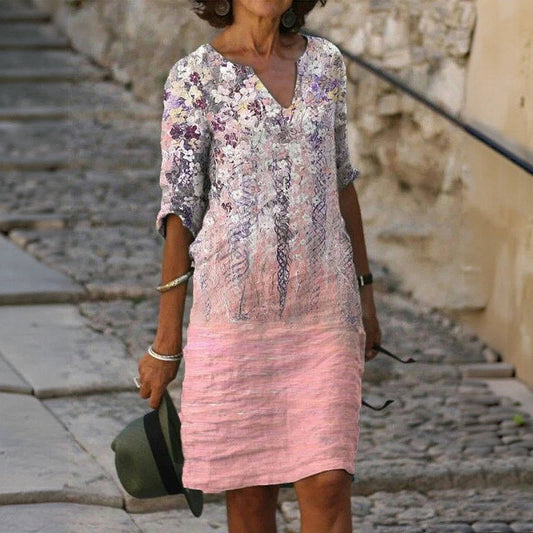 Elisa | Vintage Blommigt Tryck Klänning