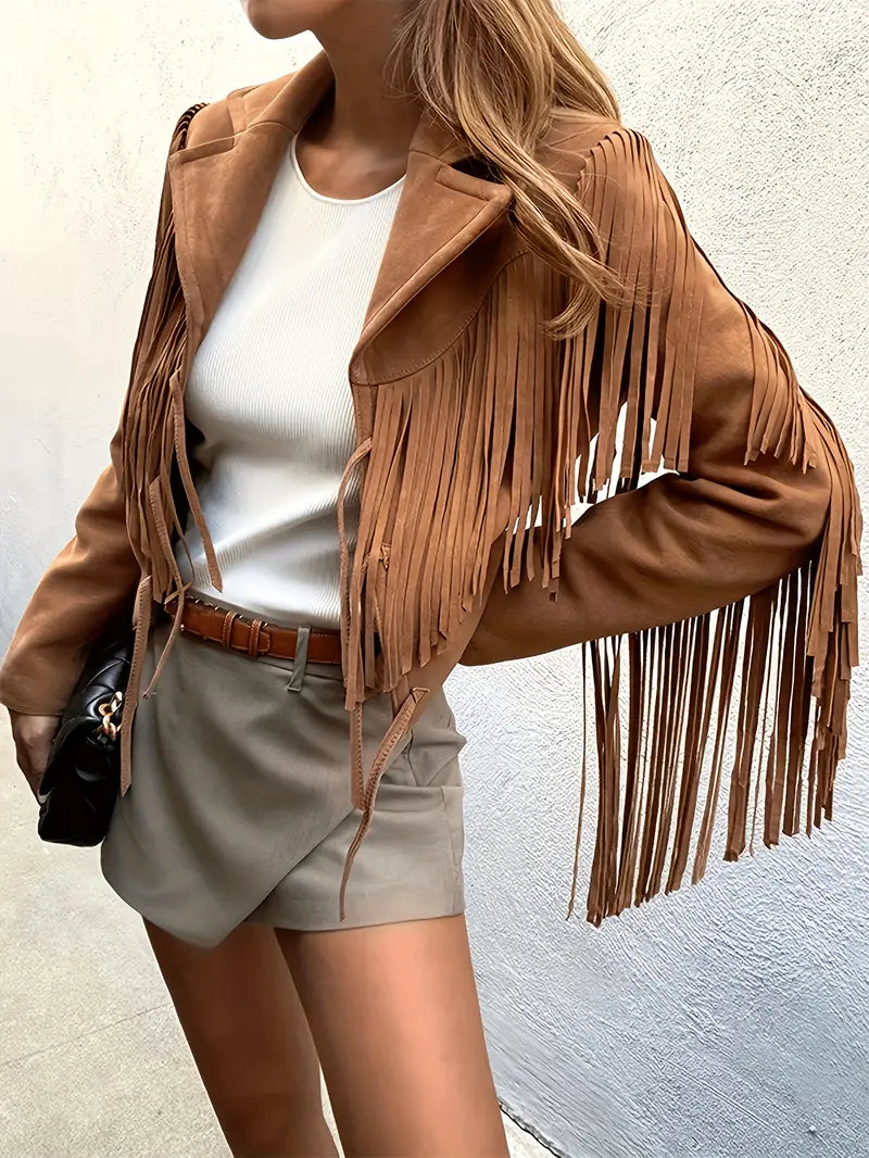 Shiloh | Chic kappa med öppen front och tofsar