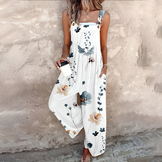 Felicia | Ärmlös Byxdress Med Botaniskt Mönster