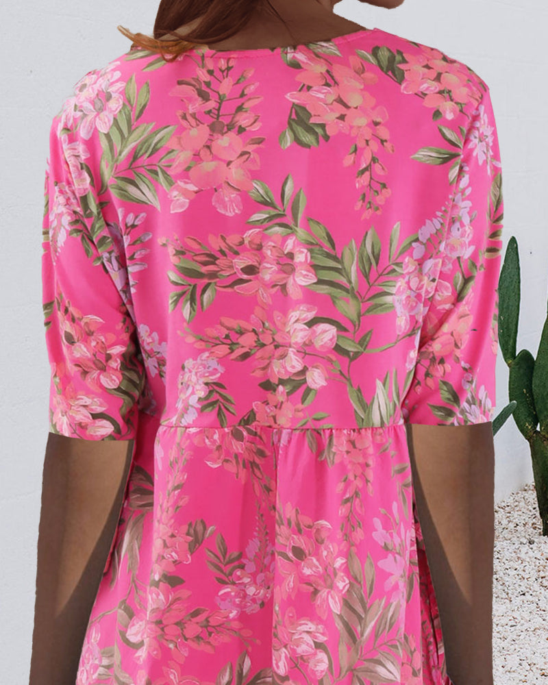 Elin | Skiftklänning Med Blommönster