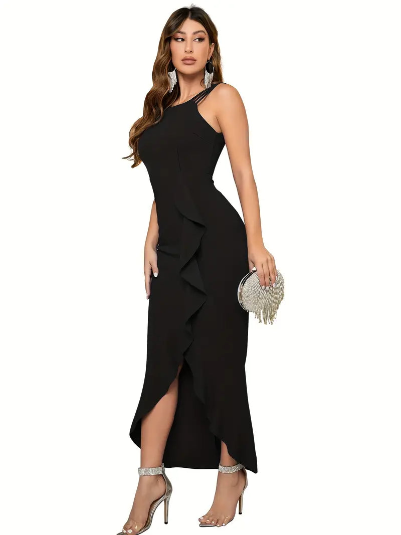 Skylar | Cami-klänning med delad volangfåll