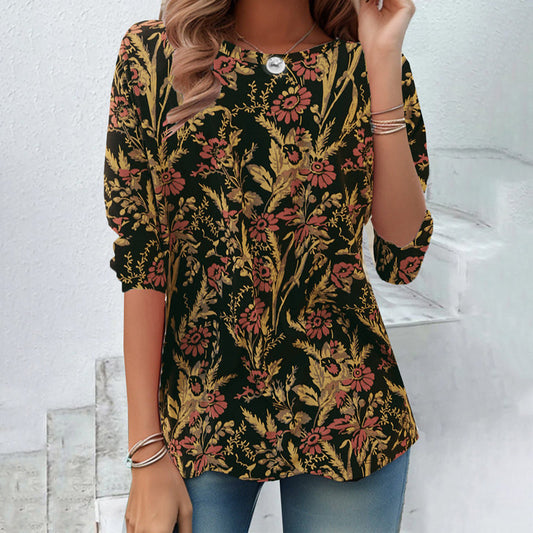 Sofia | Vintage T-shirt med Blommigt Tryck