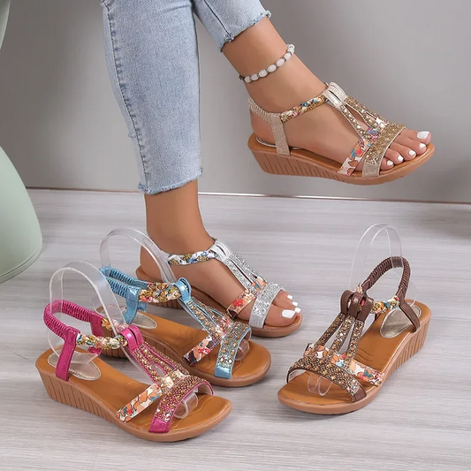 Genevie - Sandaler med kilklack med strass