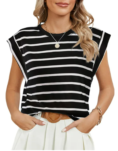 Jenny - Sommar avslappnade kortärmade t-shirts med rund hals för kvinno