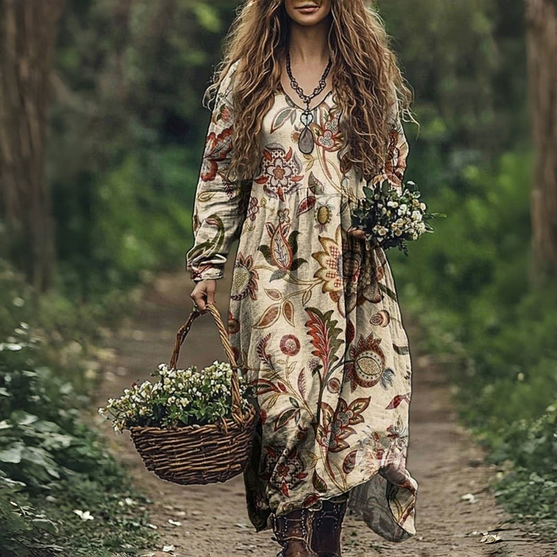 Mirelle | Vintage klänning med blommigt tryck och feminin elegans