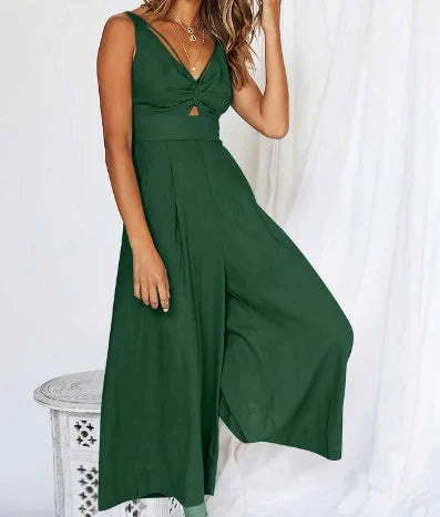 Penelope - Jumpsuit med V-ringning och halsringning