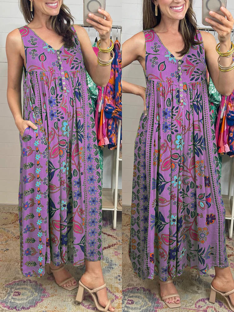 Anika - Jumpsuit med blommigt vintagemönster