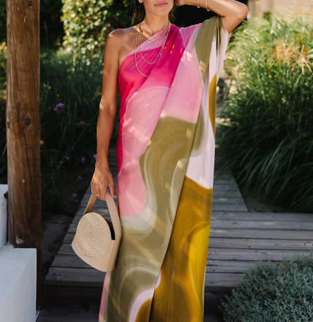 Joline - Ladies Sexy Diagonal Collar Lös morgonroc