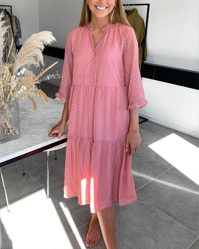 Märta | Volangklänning Med Prickigt Tryck