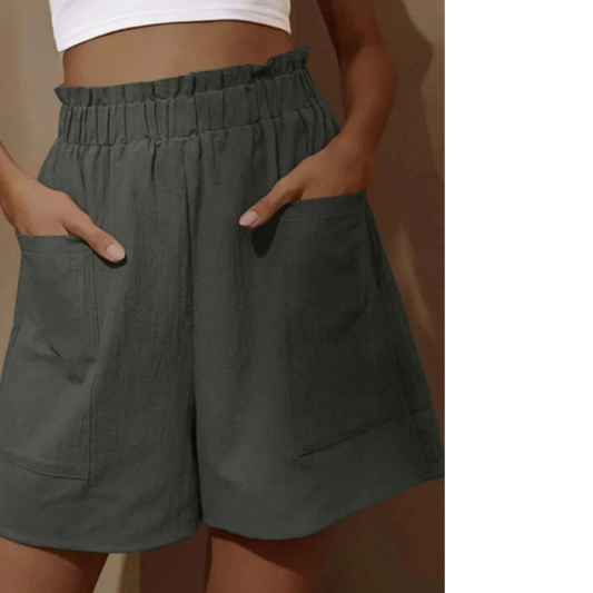 Aila - Shorts i bomull och linne med hög midja