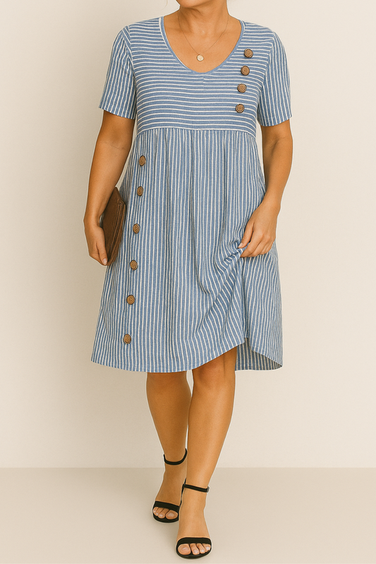 Annelie | Randig Sommarklänning Med Avslappnad Passform