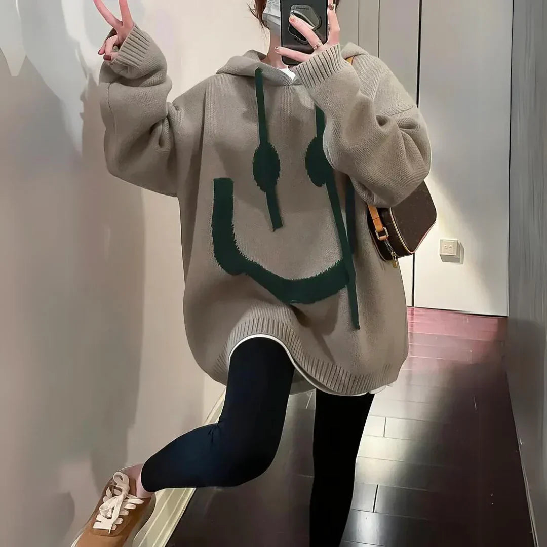 Nathalie | Mysig oversized Smiley-hoodie för avslappnad komfort