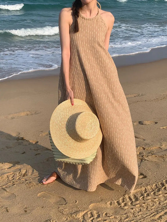 Maxi - Rygglös mammaklänning med hållare