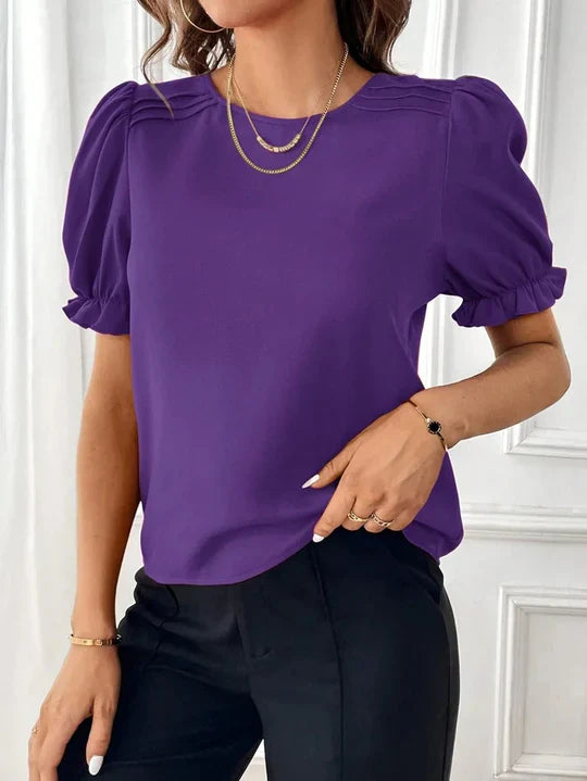 Aurora - Elegant blus med rund halsringning
