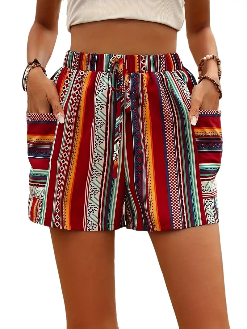 Romy - Randiga shorts med fickdesign