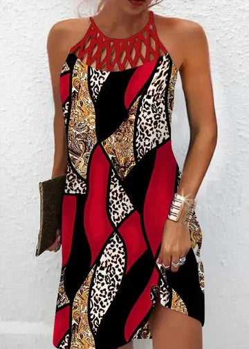 Cosima - Mångfärgad klänning med abstrakt tryck