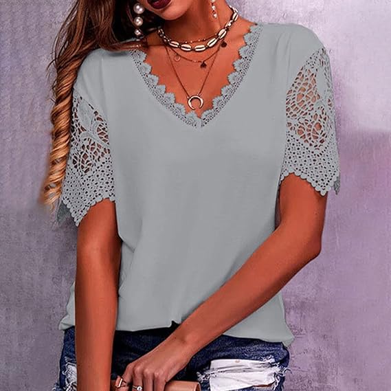 Gyn-Vintage mode spets Trendiga T-shirts för dame