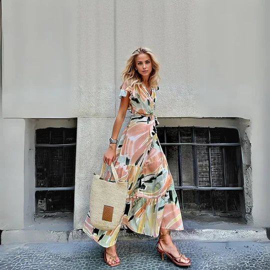 Margaretta - Elegant klänning med tryc