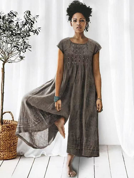 Maja | Kortärmad Linnejumpsuit För Dam