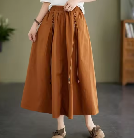 Maren - Avslappnad lång kjol i bomull för kvinnor