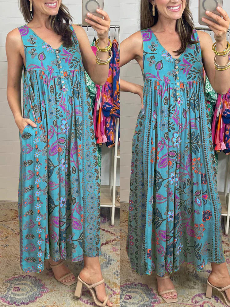 Anika - Jumpsuit med blommigt vintagemönster
