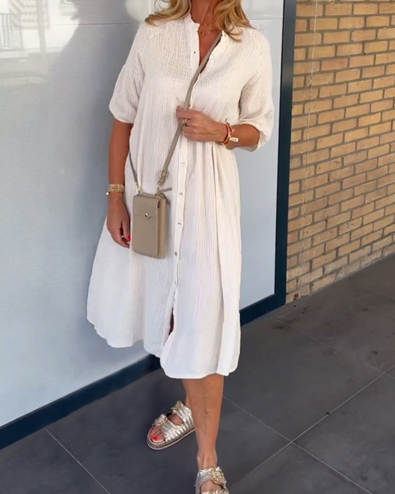 Hilda | Enfärgad Shift-klänning Med Knappar