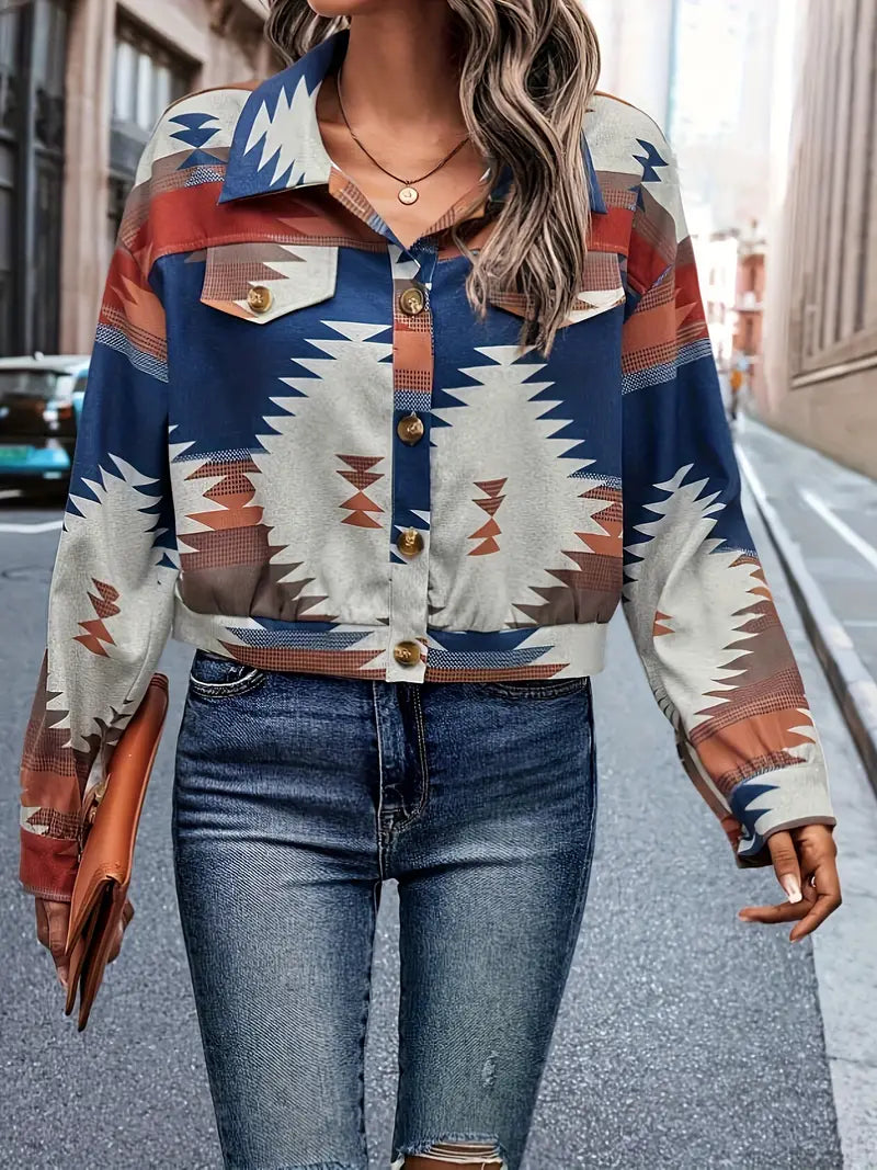 Riley | Färgad jacka med geometriskt tryck