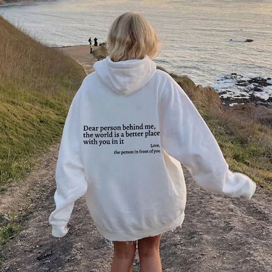 Mimmi | Dear Person Behind Me Hoodie – Mysig & Inspirerande Kläder