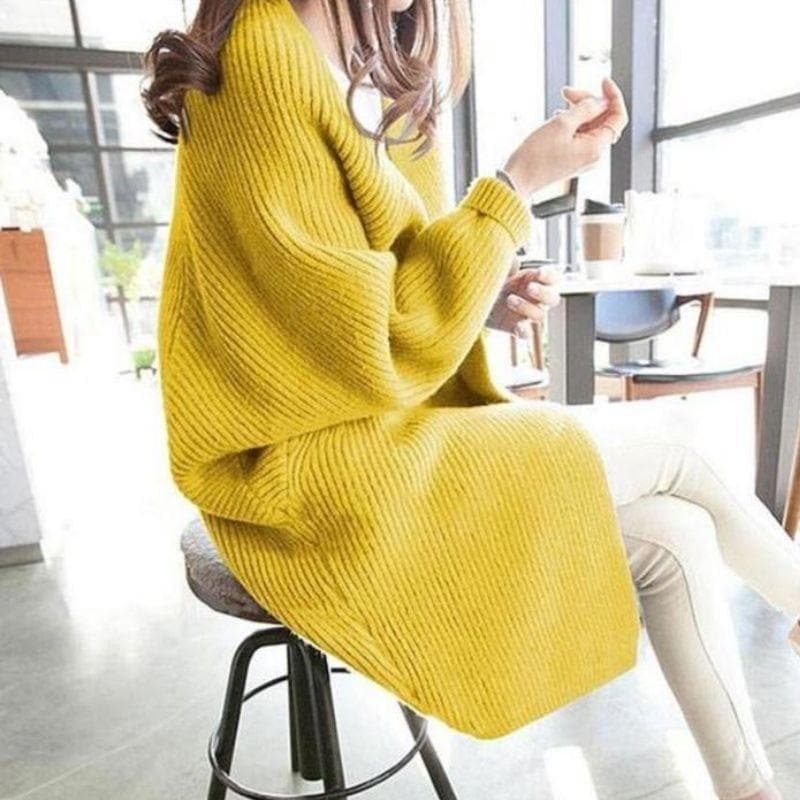 Elvira | Mysig Långstickad Kofta med Fickor för Kvinnor