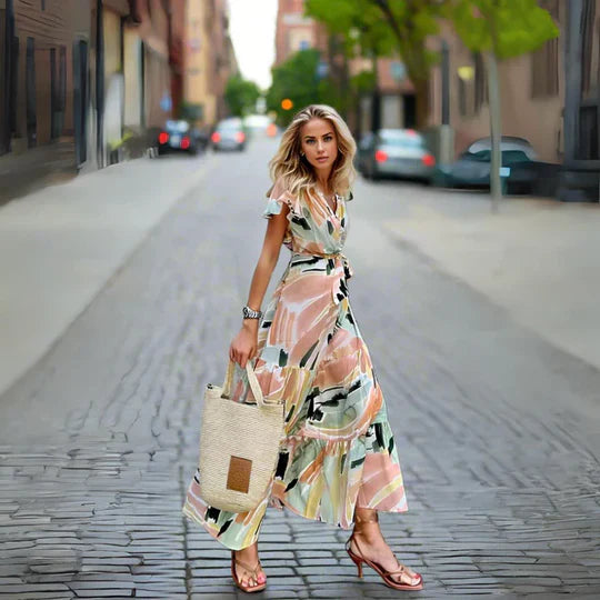 Margaretta - Elegant klänning med tryc