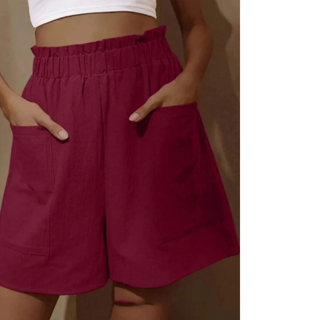 Aila - Shorts i bomull och linne med hög midja