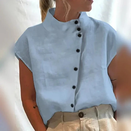 Evelyn - Blus med diagonala knappa