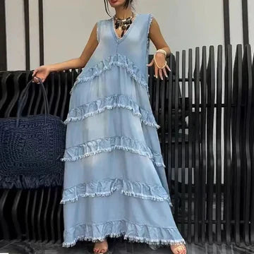 Elsie - Casual klänning med V-ringning för kvinnor