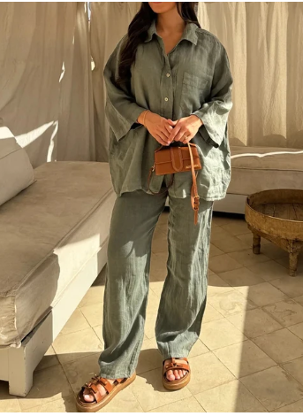 Ruth - Kostym med vida ben för kvinnor V-ringa