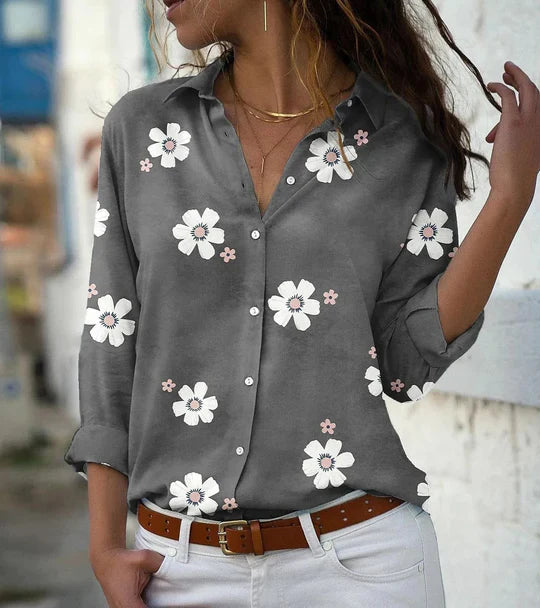 Cordelia - Blus med blommigt mönste