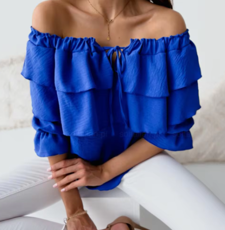 Aira - T-shirt med krage med dragsko och lager-på-lager-loo