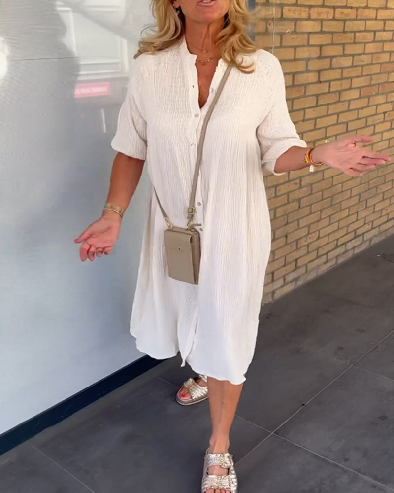Hilda | Enfärgad Shift-klänning Med Knappar