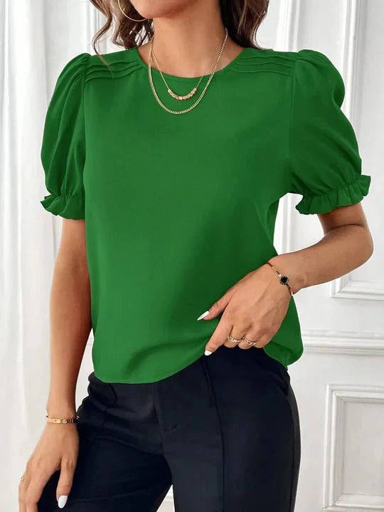 Aurora - Elegant blus med rund halsringning