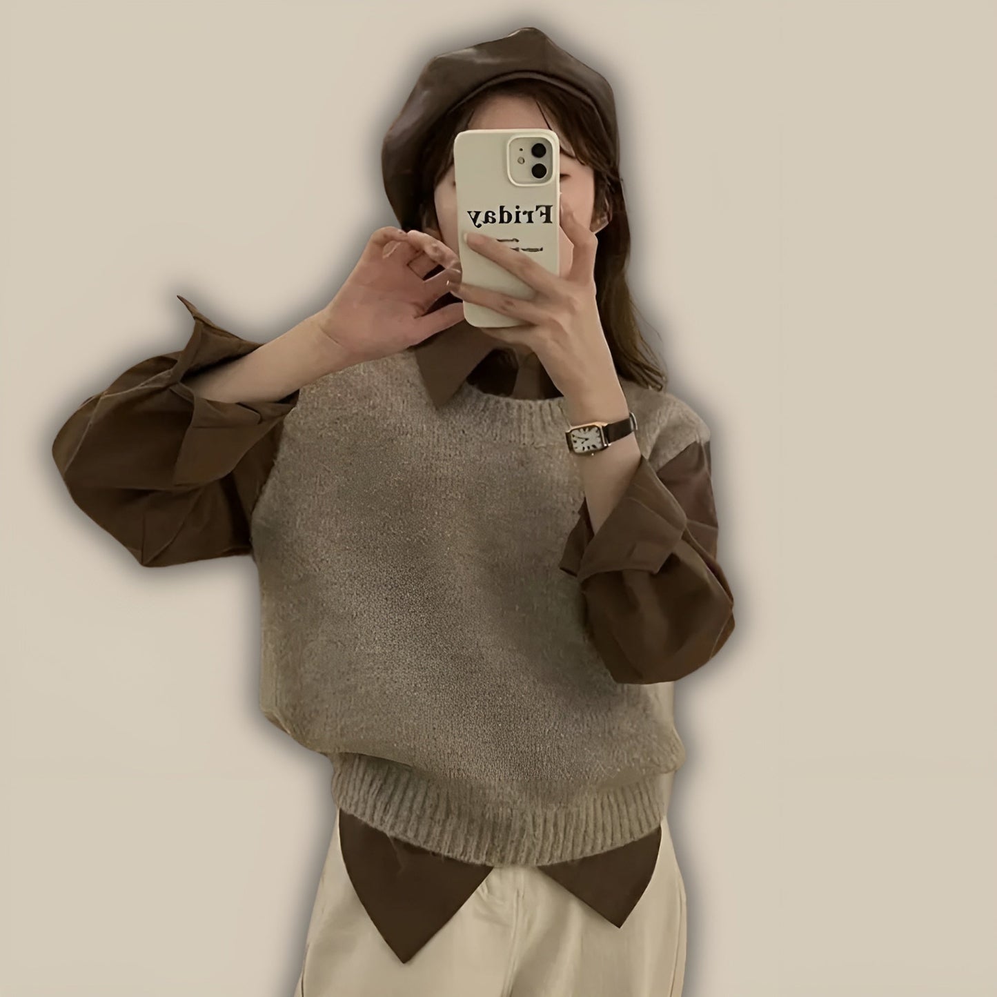 Astrid | Trendig Stickad Väst med Modern Touch