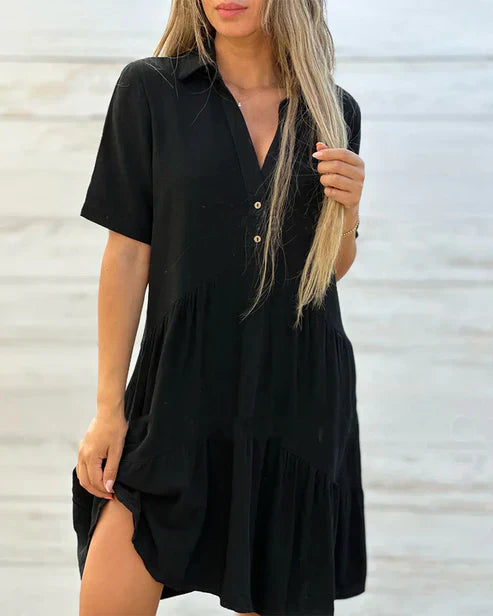 Becky - Komfortabel knappklänning med kavajslag