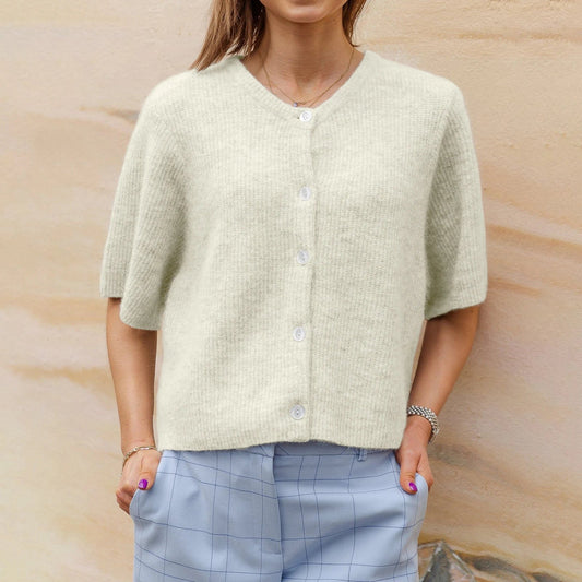 Mikai |Kortärmad cardigan med rund hals streetwear