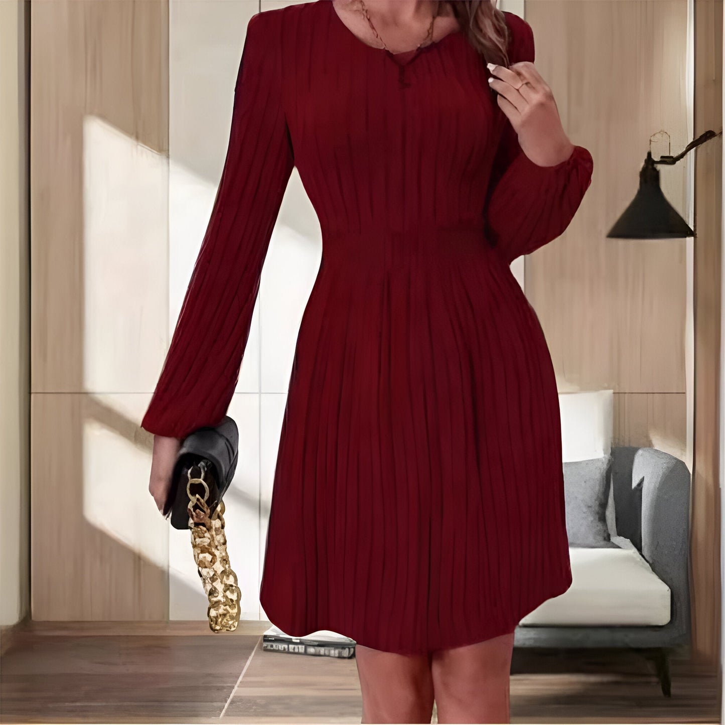 Brunhilde | Elegant stickad midiklänning