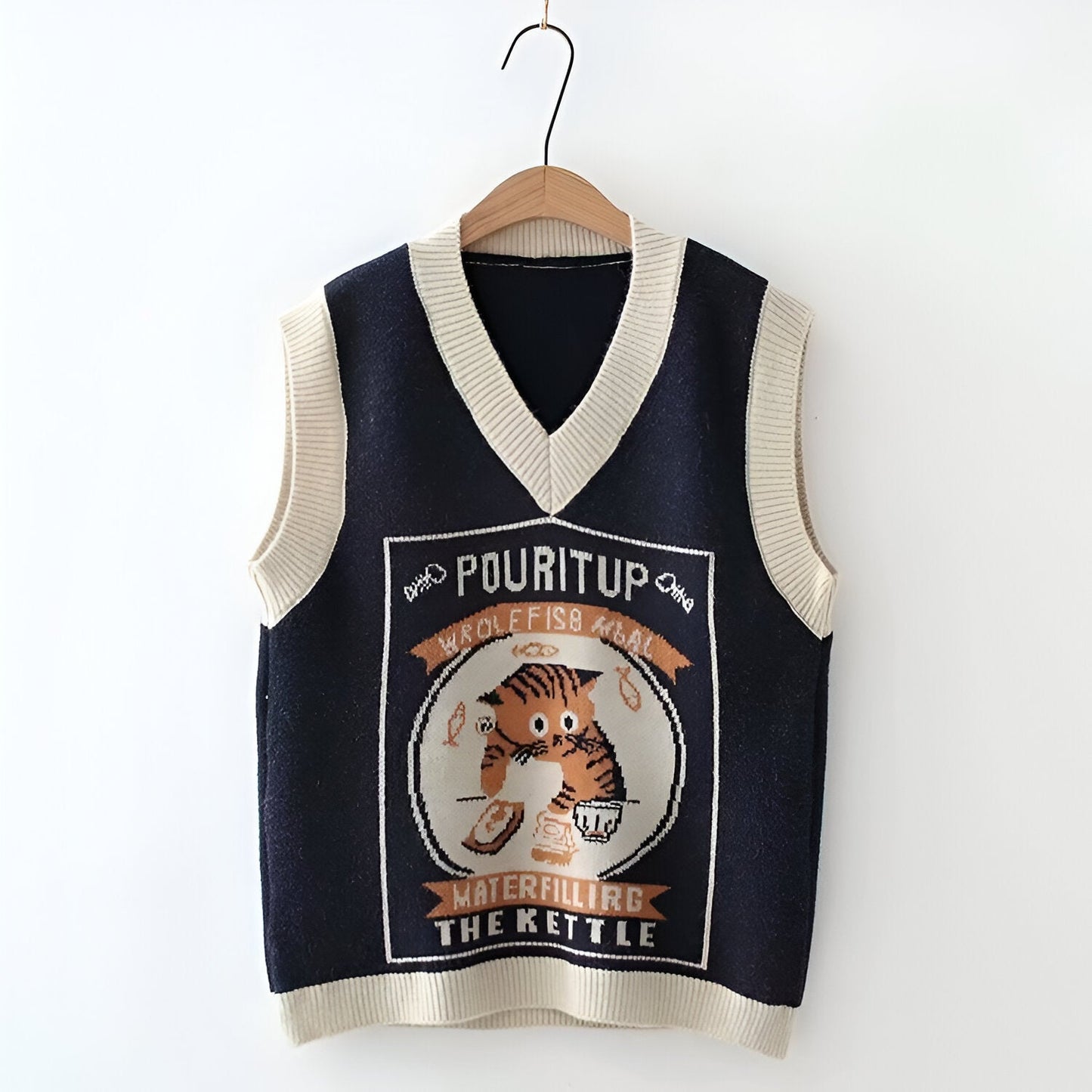 Aiden |Stickad väst i koreansk stil Pink Peach Blossom