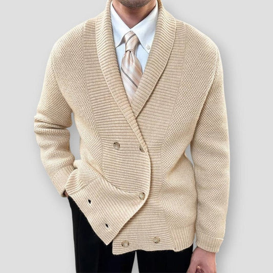 Bengt | Elegant dubbelknäppt stickad cardigan för herr
