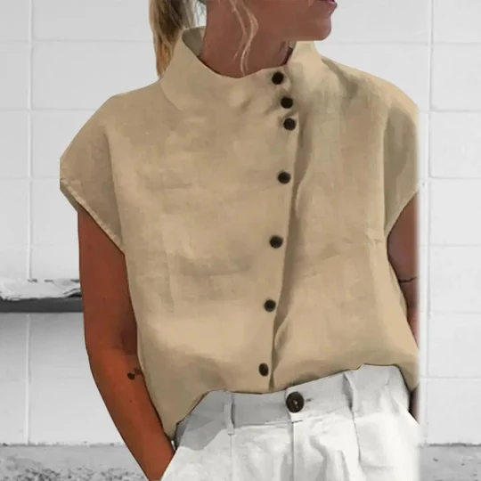 Evelyn - Blus med diagonala knappa
