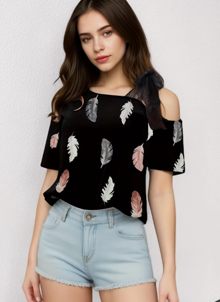 Sarah - Ladies Fashion Korta ärmar Lös