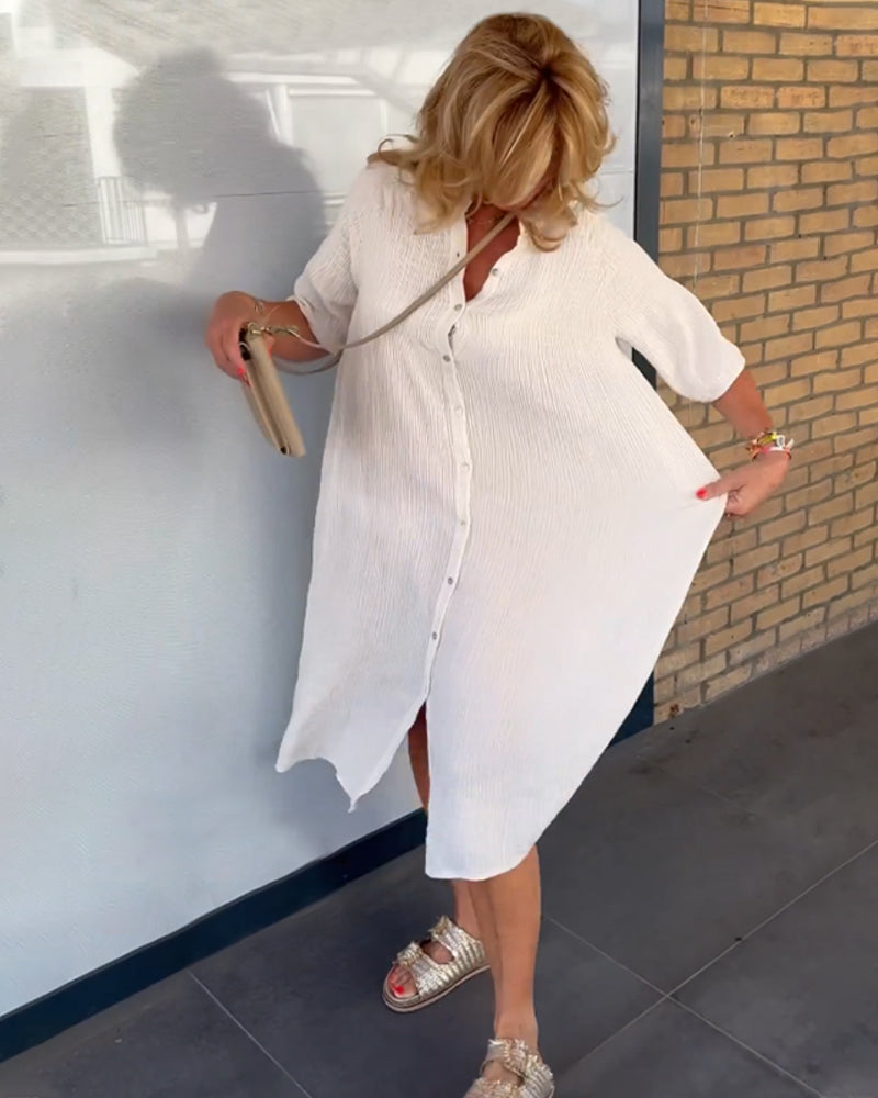 Hilda | Enfärgad Shift-klänning Med Knappar