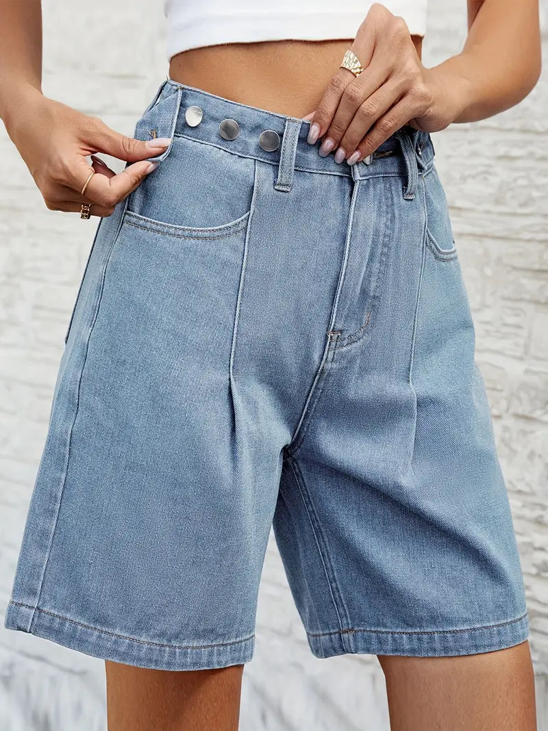 Phyllis - Veckade denimjorts med justerbar midja
